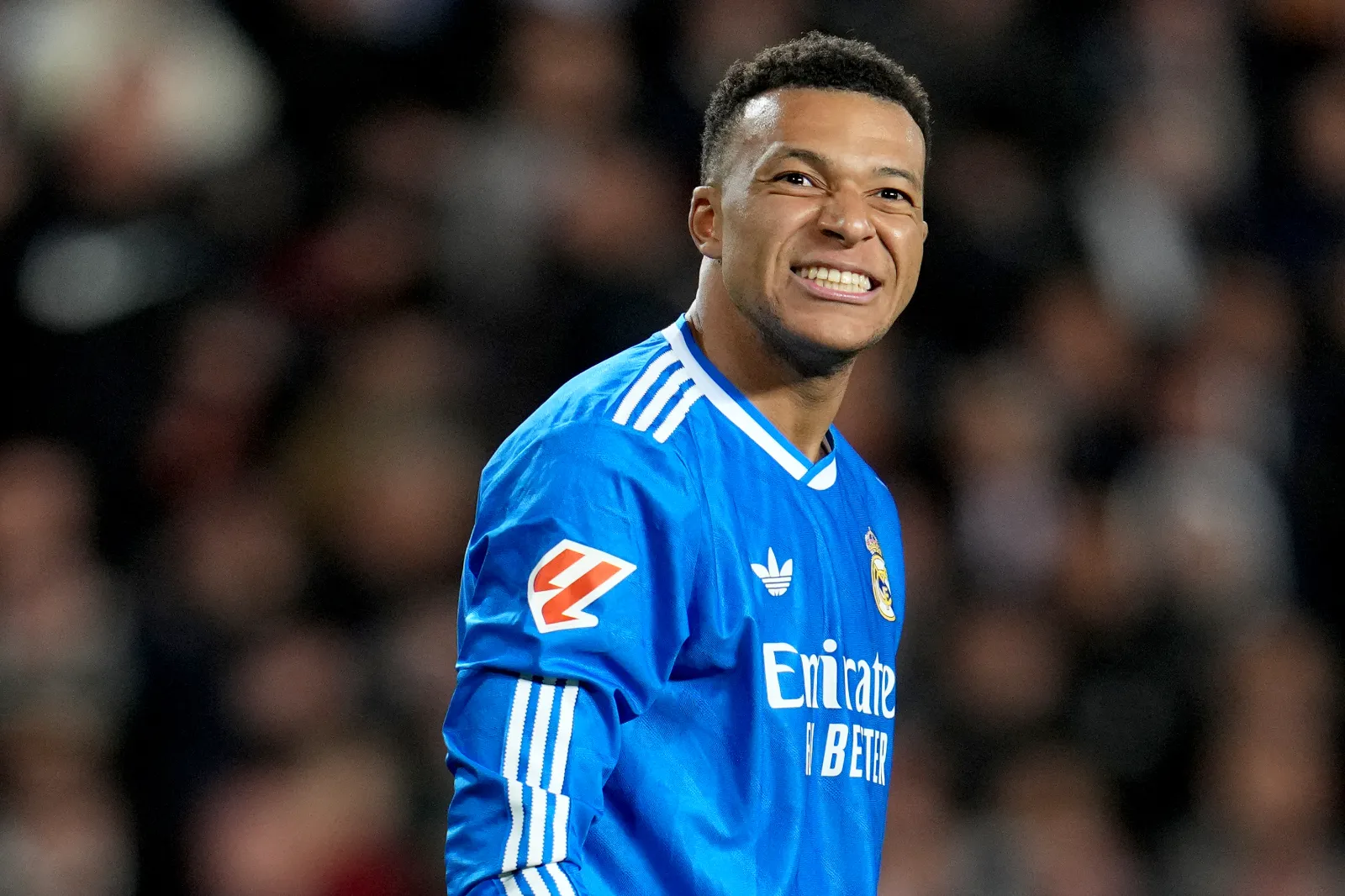 VALENCIA, SPAIN - FEBRUARY 08: Kylian Mbappe of Real Madrid looks on during the LaLiga EA Sports match between Valencia CF and Real Madrid CF at Estadi de Mestalla on February 08, 2026 in Valencia, Spain. (Photo by Aitor Alcalde/Getty Images)
