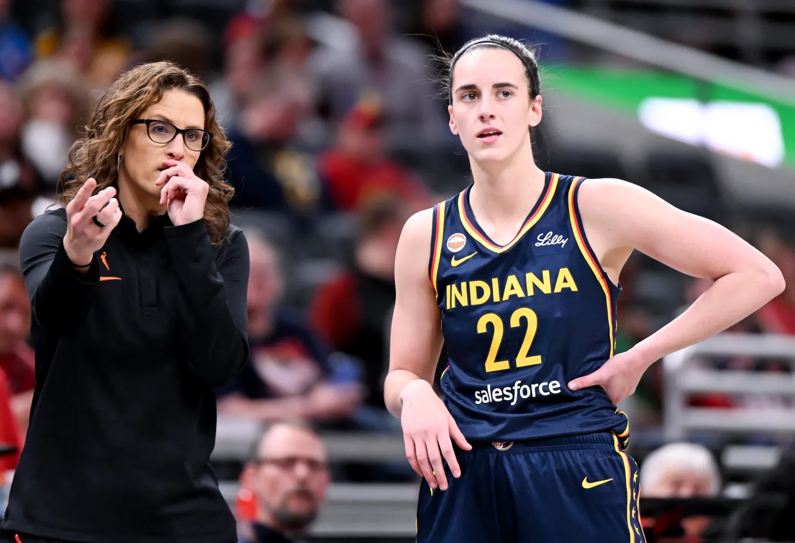 Indiana Fever head coach Stephanie White and guard Caitlin Clark