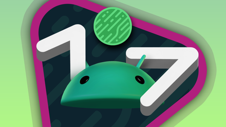 Logotipo do Android 17 com o mascote do Android aparecendo na parte inferior.