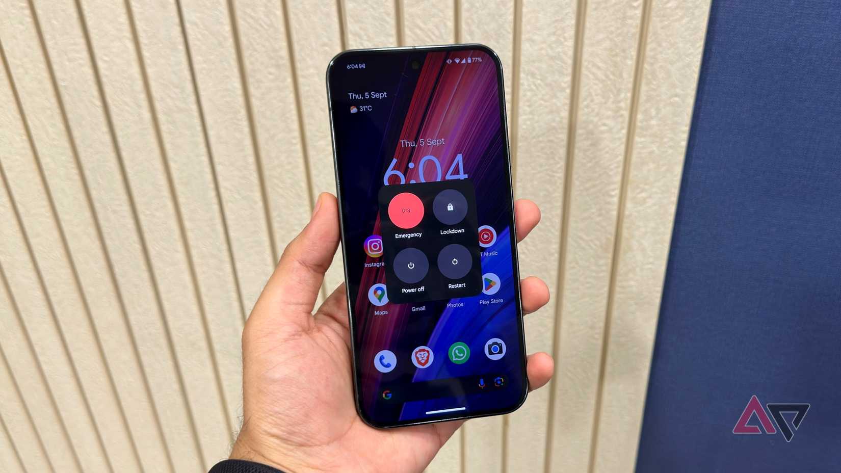 Foto mostrando o menu de energia do Pixel 9 Pro XL