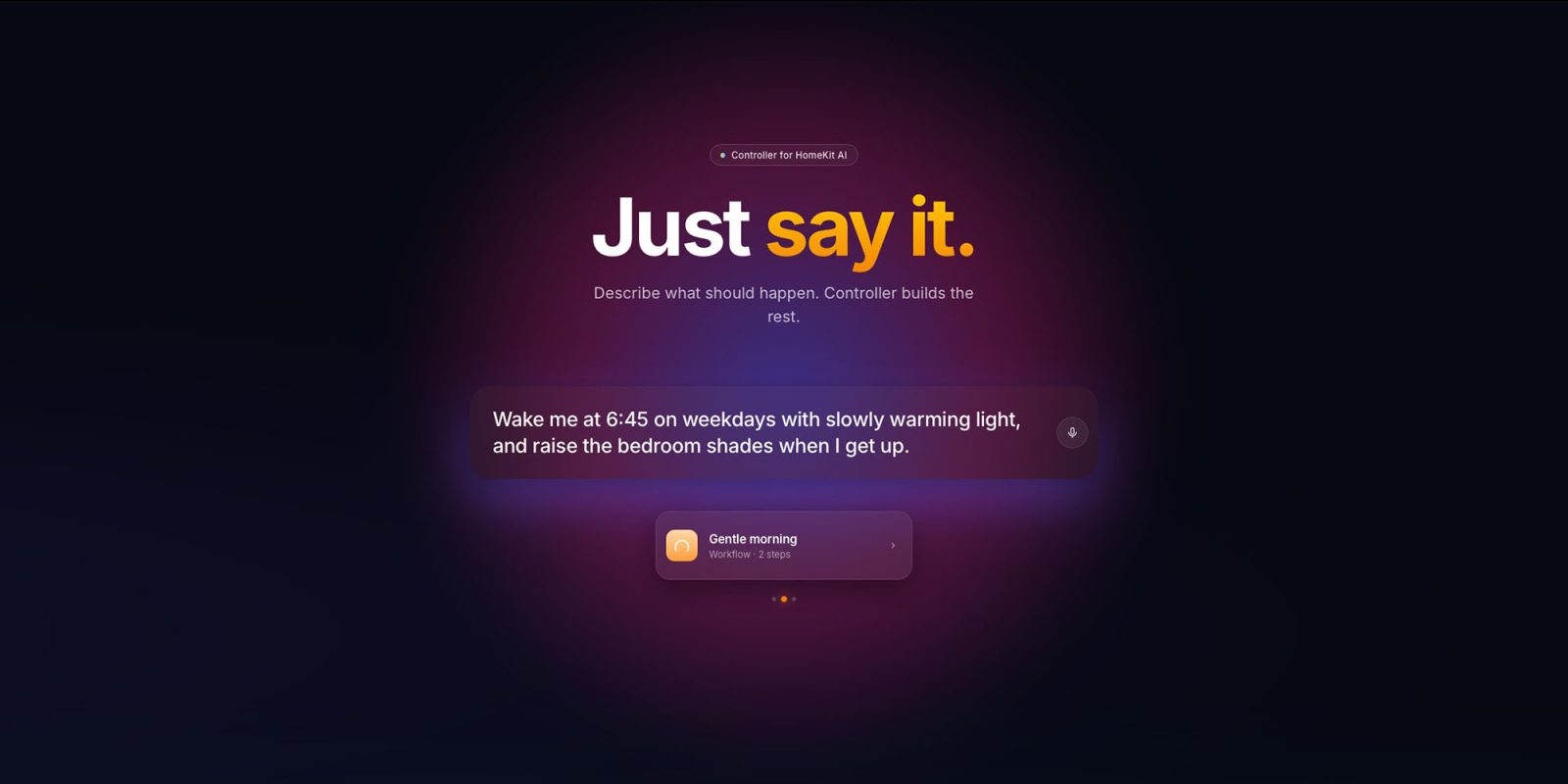 O aplicativo Controller for HomeKit adiciona recurso de IA: ‘Basta dizer’ | Gráficos promocionais mostrados